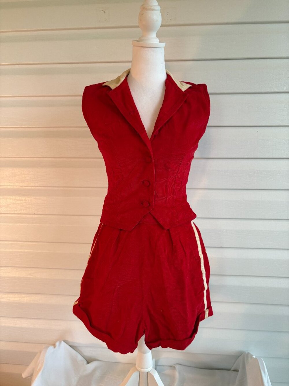 Vintage Corduroy Vest & Shorts 2pc Set women's Small see measurements for sizing